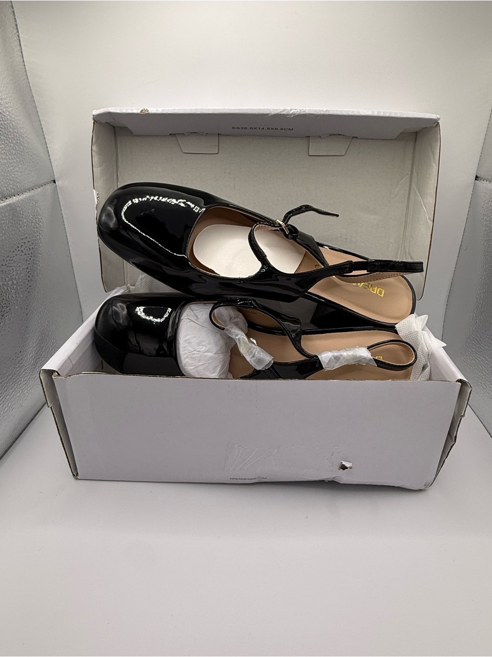 Dream Pairs Black Patent Mary Jane Slingback Heels